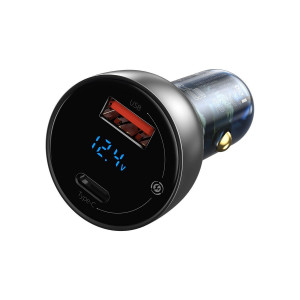 Incarcator Auto Rapid Dublu 65W Afisaj Digital Particular Baseus QC+PPS Argintiu CCKX-C0A