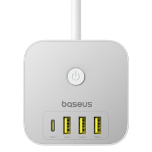 Incarcator Telefon Rapid Prelungitor Electric Baseus PowerCombo 7in1 Cube 3AC+3U+1C 20W, 1.5 m (Alb)