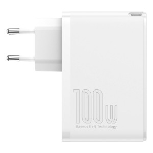 Incarcator Telefon Rapid De Retea BASEUS GaN2 Pro 2x USB + 2x USB-C 100W (alb)