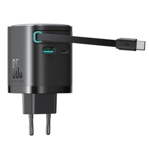 Incarcator Telefon Rapid GAN Joyroom JR-TCL02 65W USB-A USB-C, Cablu USB-C Incorporat - negru (Negru)