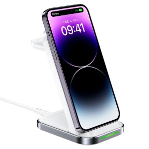Incarcator Wireless Inductiv Cu Suport 3in1 Qi Acefast E15 15W (alb)