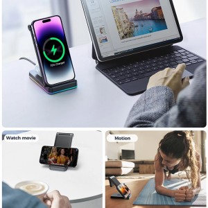 Incarcator Wireless Pliabil 3 in 1 Joyroom JR-WQN01 15W (negru)