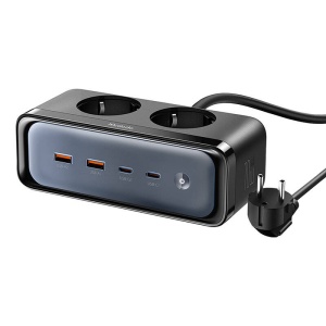 Prelungitor Electric Multiplu 6in1 GAN Mcdodo CH-4610 2x AC 2x USB-C 2x USB-A 70W, Cablu 2m (Negru)