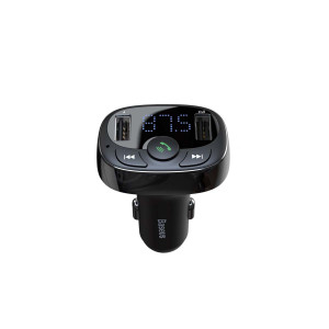 Incarcator Auto Transmitator FM Baseus tip T Bluetooth 2xUSB microSD (negru) CCMT000001