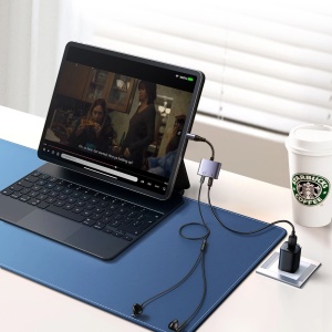 Adaptor Audio 2 in 1 Joyroom SY-L02 Lightning la Lightning dublu 2.4A (negru)