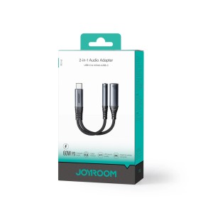 Adaptor Audio 2in1 DAC Joyroom SY-C02 USB-C la USB-C / Mini Mufa 3.5 mm (negru)