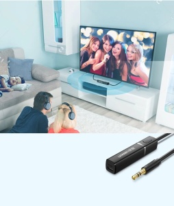 Adaptor Bluetooth 5.0 Audio Wireless Transmitator Ugreen, Mini Mufa 3.5 mm Negru (40761 CM107)