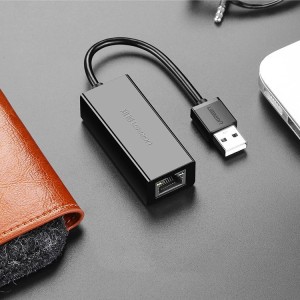 Adaptor Retea Ethernet USB la RJ45 UGREEN CR110 (negru)