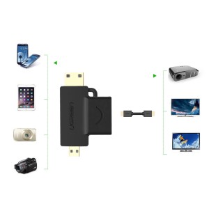 Adaptor HDMI Mini/Micro la HDMI UGREEN 20144 (negru)