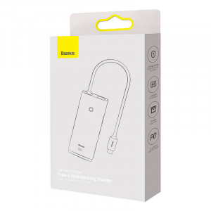 Baseus Lite Series Hub 5w1 USB-C la 3x USB 3.0 + USB-C + HDMI (alb) WKQX040002 - Img 5