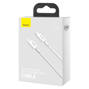 Cablu de date Baseus Superior Series USB-C la Lightning, 20W, PD, 2m (alb) CATLYS-C02 - Img 10