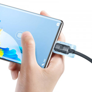 Cablu de date rapid Baseus Crystal Shine USB la USB-C, 100W, 1.2 m (negru) CAJY000401 - Img 2