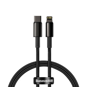 Cablu Incarcare Rapida Baseus Tungsten Gold USB-C la Lightning PD 20W 2m (negru) CATLWJ-A01