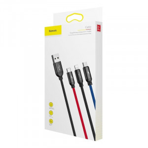 Cablu Incarcare Rapid USB BASEUS 3in1 USB-C / Lightning / Micro 3A 1.2m - Negru CAMLT-BSY01
