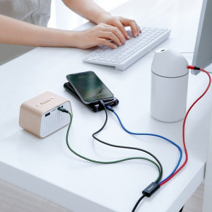 Cablu Incarcare Rapid USB BASEUS 4in1 USB-C / 2x Lightning / Micro 3.5A 1.2m - Negru CA1T4-A01