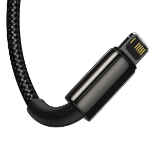 Cablu Incarcare Rapid USB 3in1 Baseus Tungsten Gold, USB la micro USB / USB-C / Lightning, 3.5 A, 1.5 m (negru) CAMLTWJ-01