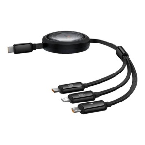 Cablu Incarcare Rapid 3 in 1 Baseus Free2Draw USB-C la USB-C/Lightning/Micro 100W, 1.1m