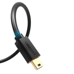 Cablu USB la mini USB Gold Plated Ugreen 5 pini 0.25 m - 3m Negru (US132)