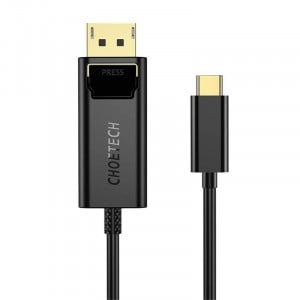 Cablu video Choetech USB-C la Display Port, unidirectional, 4K, 1.8 m (negru) XCP-1801BK - Img 1