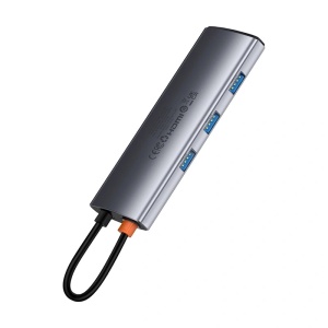 Hub 7in1 Baseus Gleam USB-C la 1x HDMI 4K 60Hz + 3x USB3.0 + 1x PD + 1x SD/TF (Gri) B00030708811-00