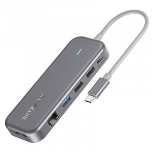Hub adaptor 11 in 1 USB-C Blitzwolf BW-TH11 HDMI x2, USB3.0, USB2.0 x2, SD/TF, VGA, USB-C x2, RJ45 - Img 5