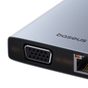 Hub Multifunctional 13in1 Baseus PortalJoy USB-C la HDMI+DP+VGA+C+USB+PD+RJ45+SD/TF+3.5mm (Gri)