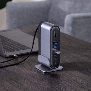 Hub Multifunctional Baseus 3x USB 3.2 Gen 1 / 2x USB 2.0 / 2x USB-C / Cititor Carduri SD si Micro SD / AUX / 3x HDMI / RJ45 1Gbps PD 100W (Fise EU / CN / UK) Gri (CAHUB-DG0G)