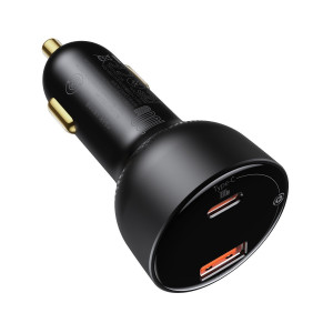 Incarcator Auto Rapid Baseus Superme, USB, USB-C, 100W + Cablu USB-C (Negru) TZCCZX-01