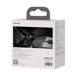 Incarcator Auto Rapid Baseus Superme, USB, USB-C, 100W + Cablu USB-C (Negru) TZCCZX-01
