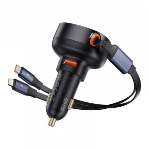Incarcator Auto Rapid Baseus Enjoyment USB cu cablu USB-C si Lightning 60W
