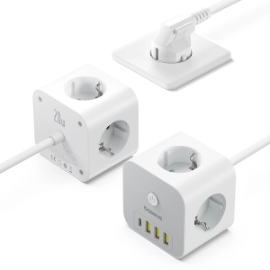 Incarcator Telefon Rapid Prelungitor Electric Baseus PowerCombo 7in1 Cube 3AC+3U+1C 20W, 1.5 m (Alb)