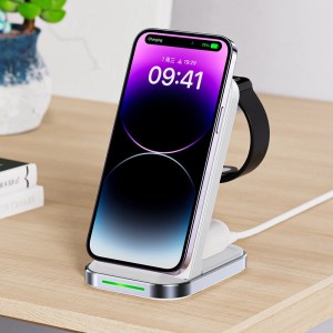 Incarcator Wireless Inductiv Cu Suport 3in1 Qi Acefast E15 15W (alb)