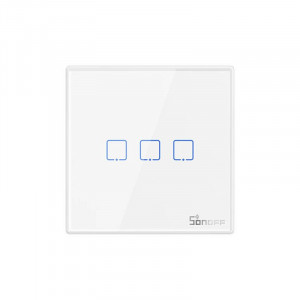 Intrerupator de perete smart wireless Sonoff 433MHz T2EU3C-RF (3 canale) M0802030011 - Img 1