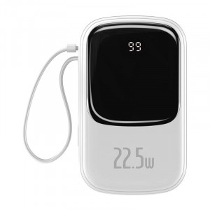 Powerbank cu cablu USB-C Baseus Qpow USB-C, USB, 20000 mAh, 22.5 W (alb) PPQD-I02 - Img 1