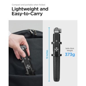 SelfieStick Trepied Telescopic + Telecomanda Bluetooth Spigen S560W negru