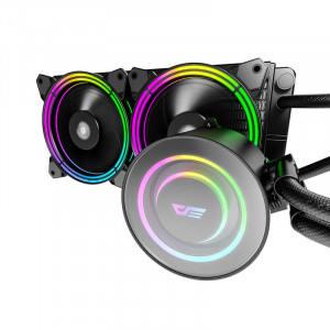 Set ventilatoare PC racire cu apa AiO Darkflash TR240 RGB 2x 120x120 (negru) - Img 3
