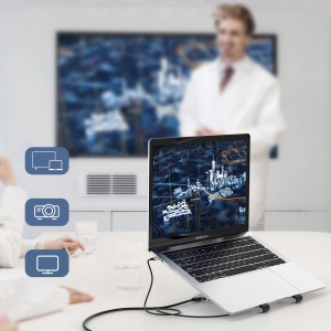 Suport Laptop Multifunctional Choetech HUB-M43 PD / USB-C HDMI (4K / 30Hz) / 2xUSB-A / 1xUSB-C / 1xSD / 1xTF (Negru)