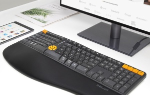 Tastatura Wireless Ergonomica Delux GM905DB Bluetooth + 2.4G (Gri/Portocaliu)