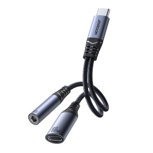 Adaptor Audio 2in1 DAC Joyroom SY-C02 USB-C la USB-C / Mini Mufa 3.5 mm (negru)