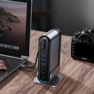 Adaptor Hub Multifunctional USB-C Statie De Lucru 16 Porturi Baseus (Gri inchis) CAHUB-BG0G