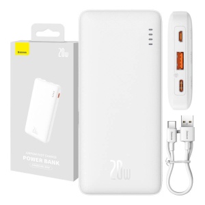 Baterie Externa Powerbank Baseus AirPow 10000mAh 20W USB, USB-C si Micro USB (Alb)