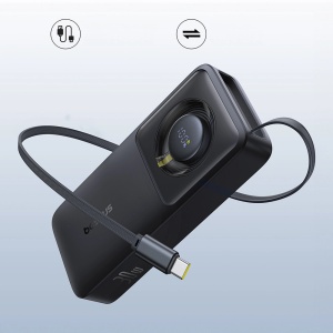 Baterie Externa Powerbank Baseus Free2Pull 10000mAh 30W, Port USB-C, Cablu USB-C Retractabil