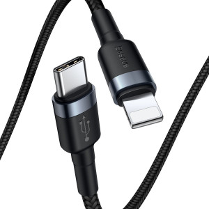 Cablu de date Baseus Cafule Tip-C la IP PD 18W 1m Gri+Negru CATLKLF-G1 - Img 3