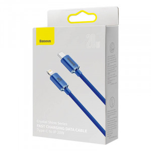 Cablu Incarcare Rapida Baseus Crystal Shine USB-C la Lightning, 20W, PD, 2m (albastru) CAJY000303
