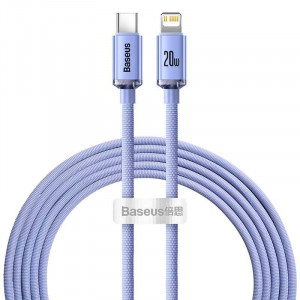 Cablu Incarcare Rapida Baseus Crystal USB-C la Lightning, 20W, PD, 2m (violet) CAJY000305