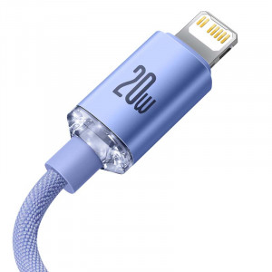 Cablu Incarcare Rapida Baseus Crystal USB-C la Lightning, 20W, PD, 2m (violet) CAJY000305