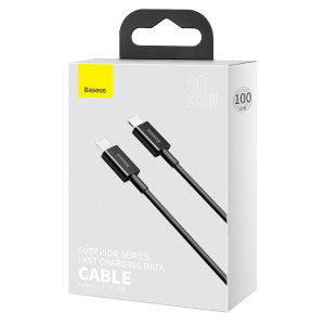 Cablu de date Baseus Superior Series USB-C la Lightning, 20W, PD, 1m (negru) CATLYS-A01 - Img 10