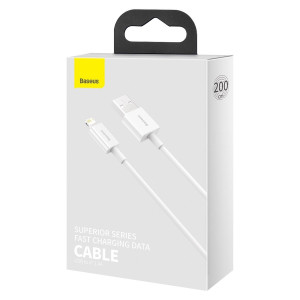 Cablu Incarcare Rapida Baseus Superior Series USB la Lightning 2.4A 2m (alb) CALYS-C02