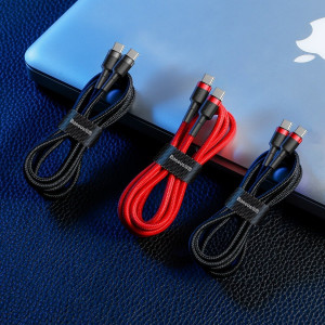 Cablu Incarcare Rapid USB-C la USB-C BASEUS Cafule PD2.0 60W 20V 3A 2m (Negru/Gri) CATKLF-HG1