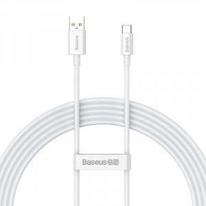 Cablu de date rapid Baseus Superior Series USB la USB-C, 100 W, 2 m (alb) CAYS001402 - Img 1